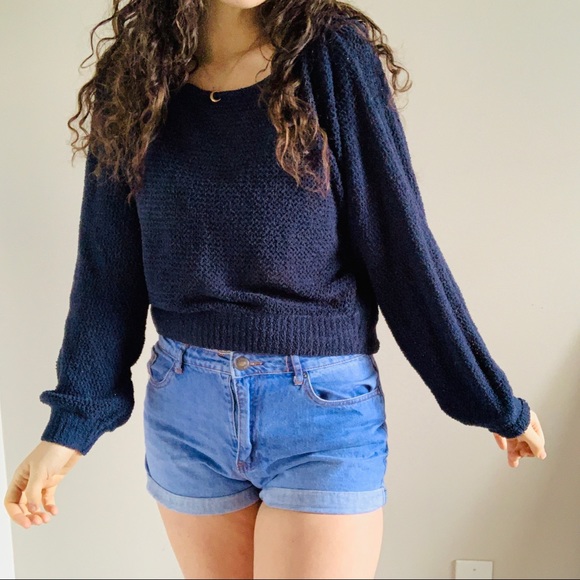 La Hearts Sweaters - LA HEARTS NAVY MESH PULLOVER